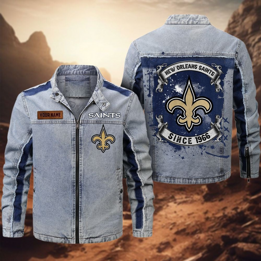 Personalized NOS Premium NFL Street Scar Denim Jacket DDT CTND