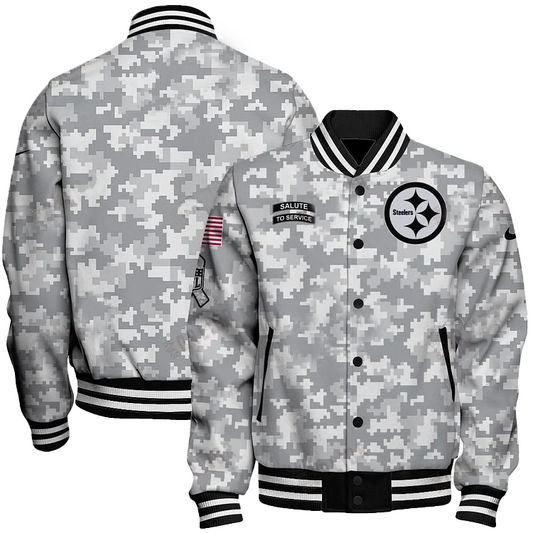 Pittsburgh Steelers National Football League 2024 Arctic Camo Unisex Varsity Jacket DDT HLPHUONG