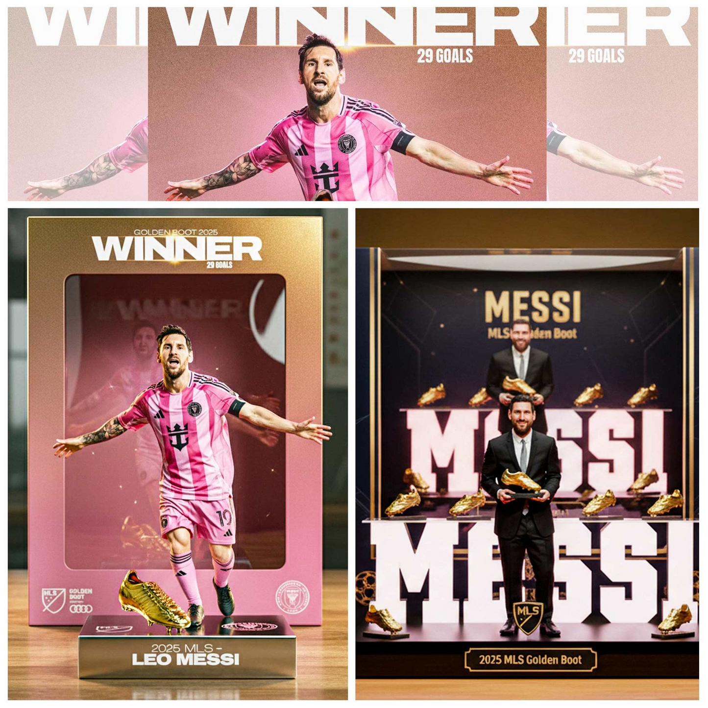 Premium MLS LNM Golden Boot 2025 Winner Acrylic Plaque V1 NMD TTV