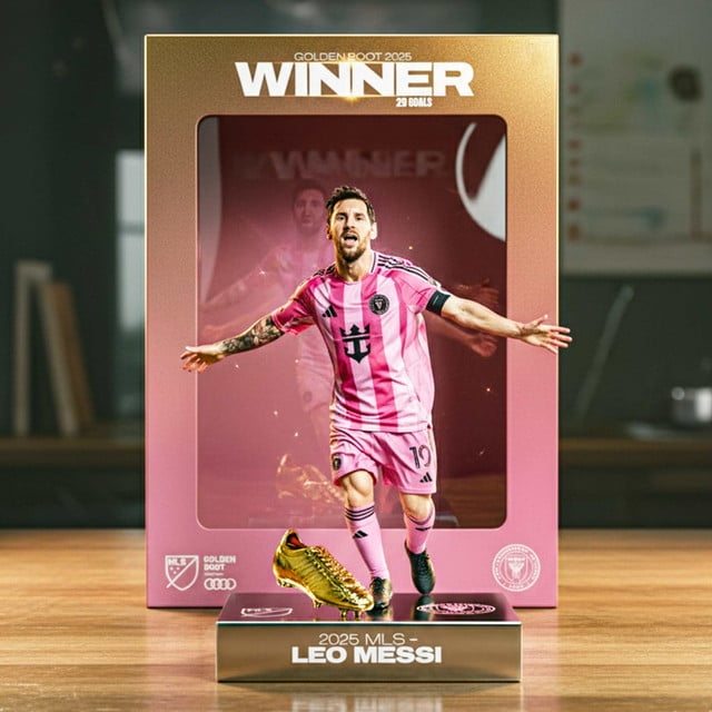 Premium MLS LNM Golden Boot 2025 Winner Acrylic Plaque V1 NMD TTV