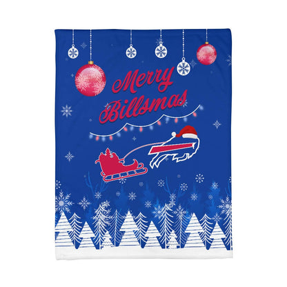 Premium NFL BUF Christmas Fleece Blanket & Throw Pillow Combo V1 NMD NHM