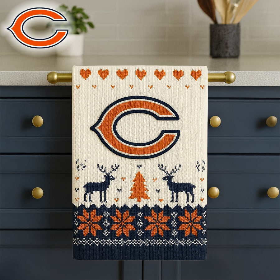 Premium NFL CHI Christmas Kitchen Towel V1 NMD TTV