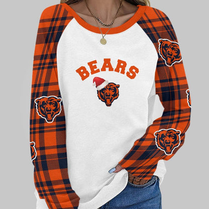 Premium NFL CHI Cozy Round Neck Raglan Sleeve Sweatshirt V1 NMD NHM