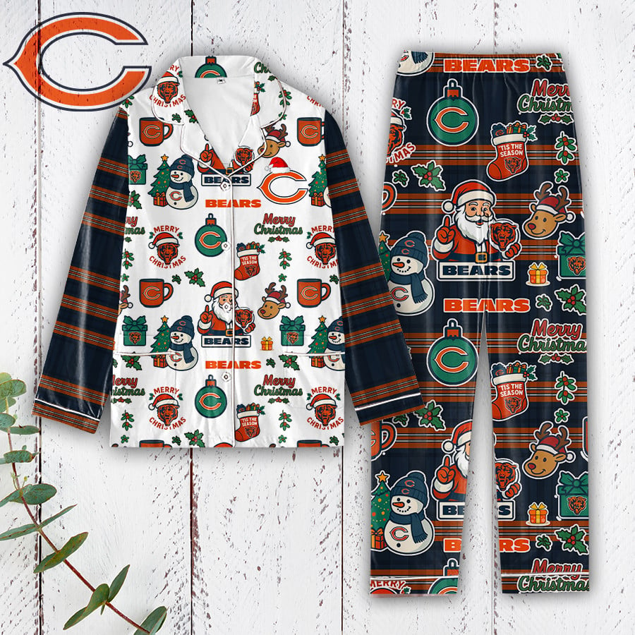 Premium NFL CHI Plaid Button Pajamas Set V1 NMD 291025 TTV