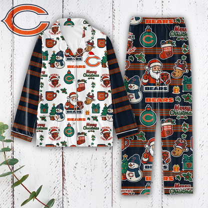 Premium NFL CHI Plaid Button Pajamas Set V1 NMD 291025 TTV