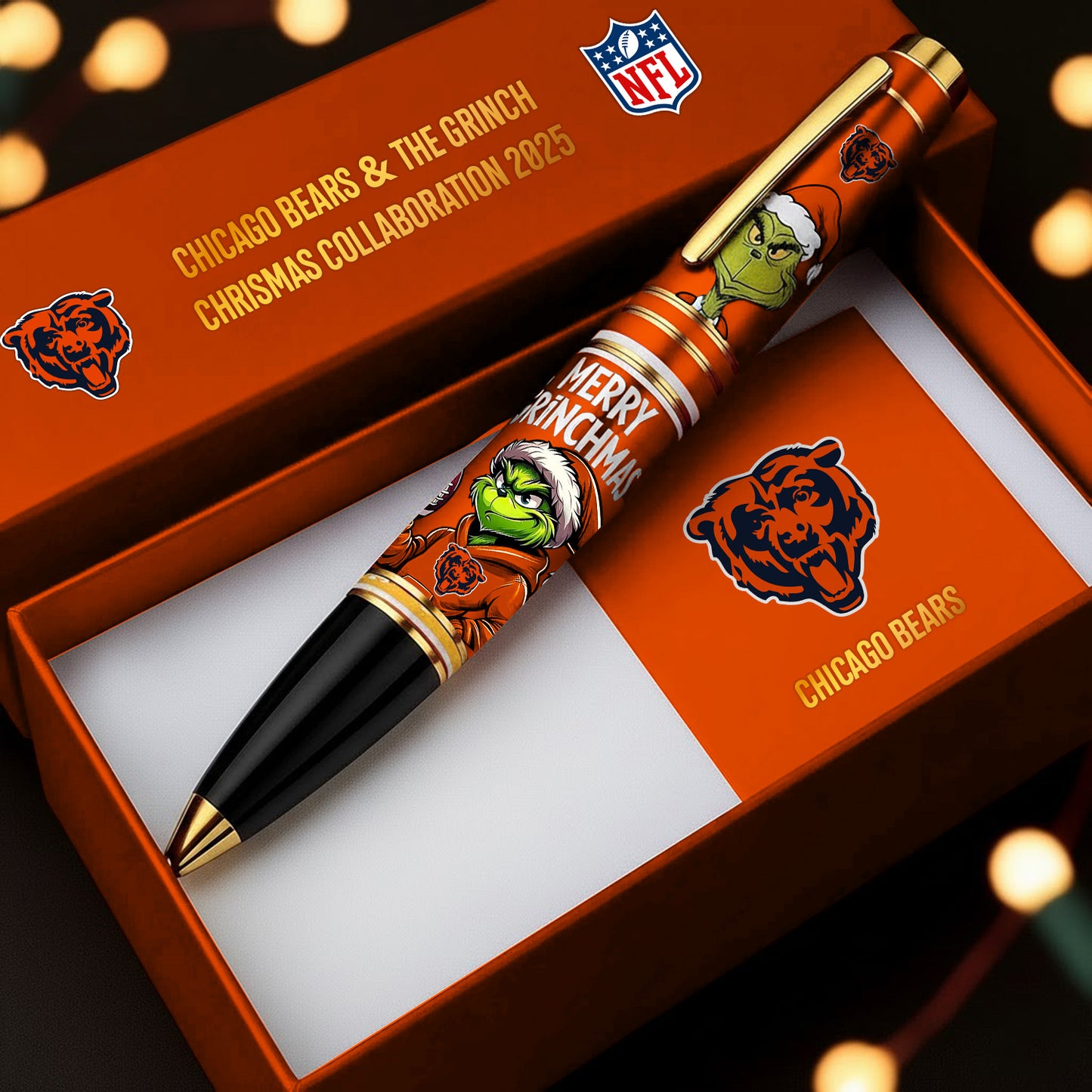 Premium NFL CHI x The Grinch Christmas Limited Edition Pen 2025 V1 NMD NHM