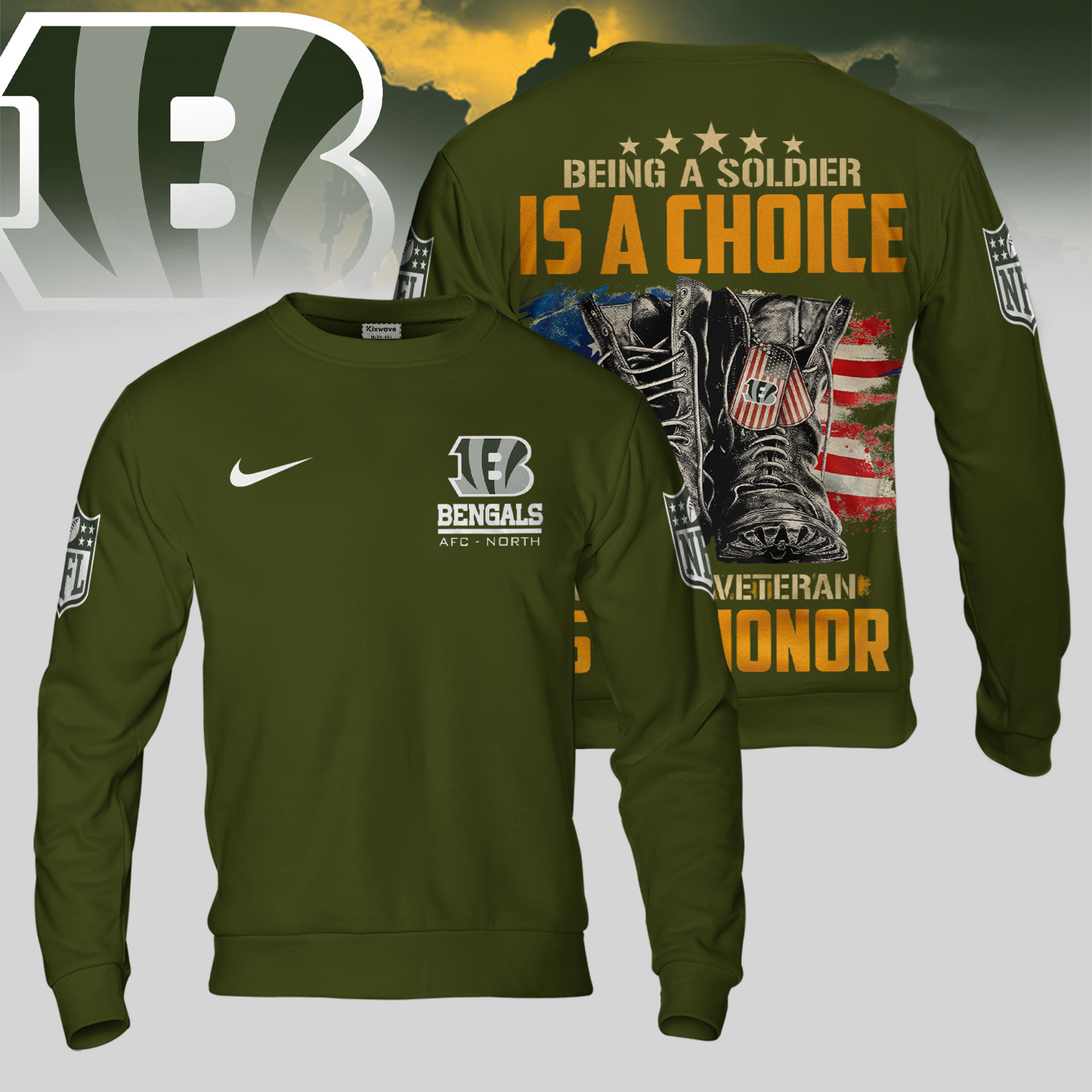 Premium NFL CIN Army Veteran Shirt V1 NMD 221025 TTV