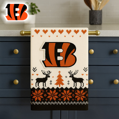 Premium NFL CIN Christmas Kitchen Towel V1 NMD TTV