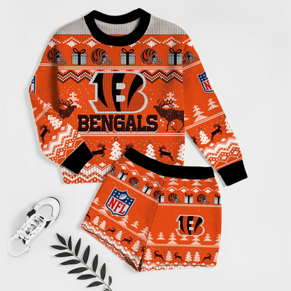 Premium NFL CIN Holiday Sweatshirt & Shorts Set V1 NMD TTV