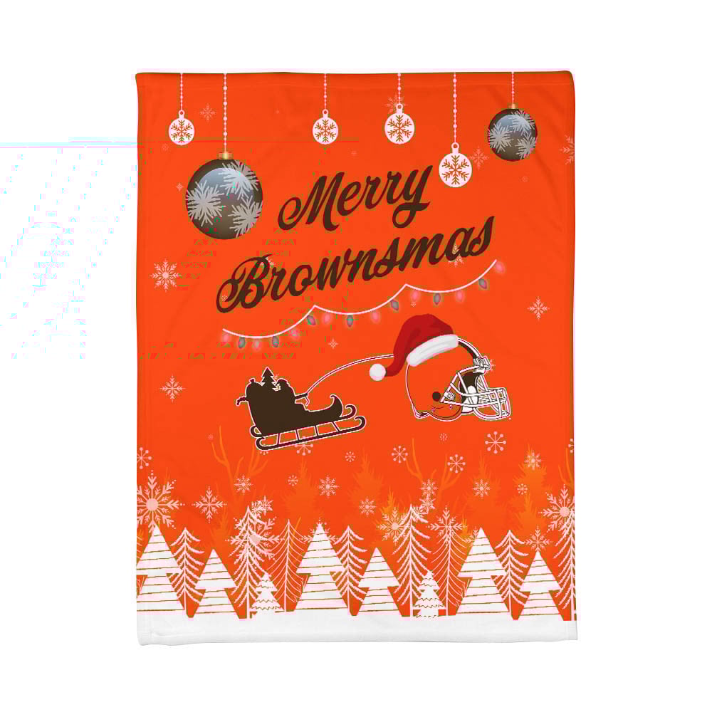 Premium NFL CLE Christmas Fleece Blanket & Throw Pillow Combo V1 NMD NHM