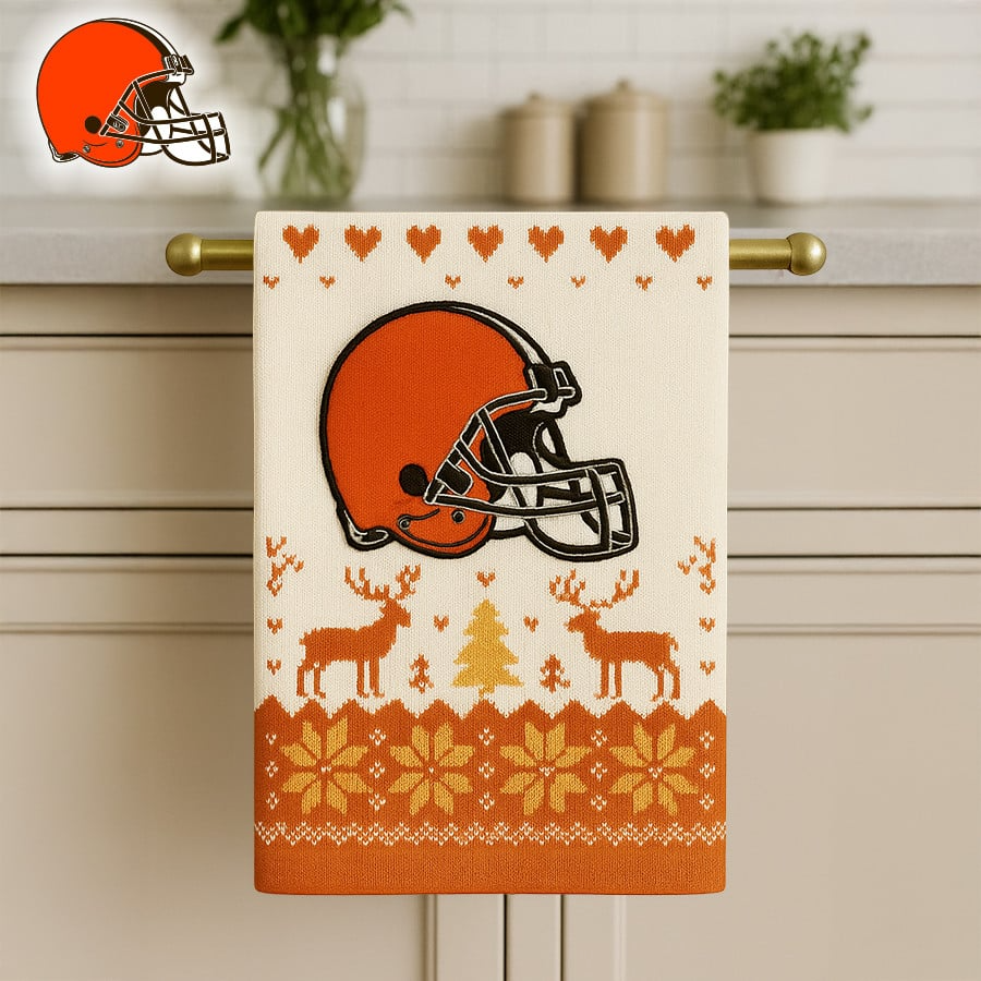 Premium NFL CLE Christmas Kitchen Towel V1 NMD TTV