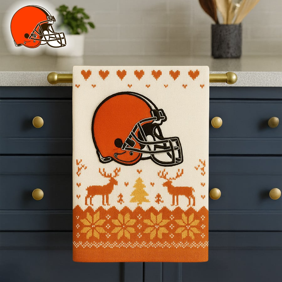 Premium NFL CLE Christmas Kitchen Towel V1 NMD TTV