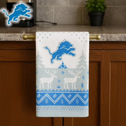 Premium NFL DET Christmas Kitchen Towel V1 NMD TTV