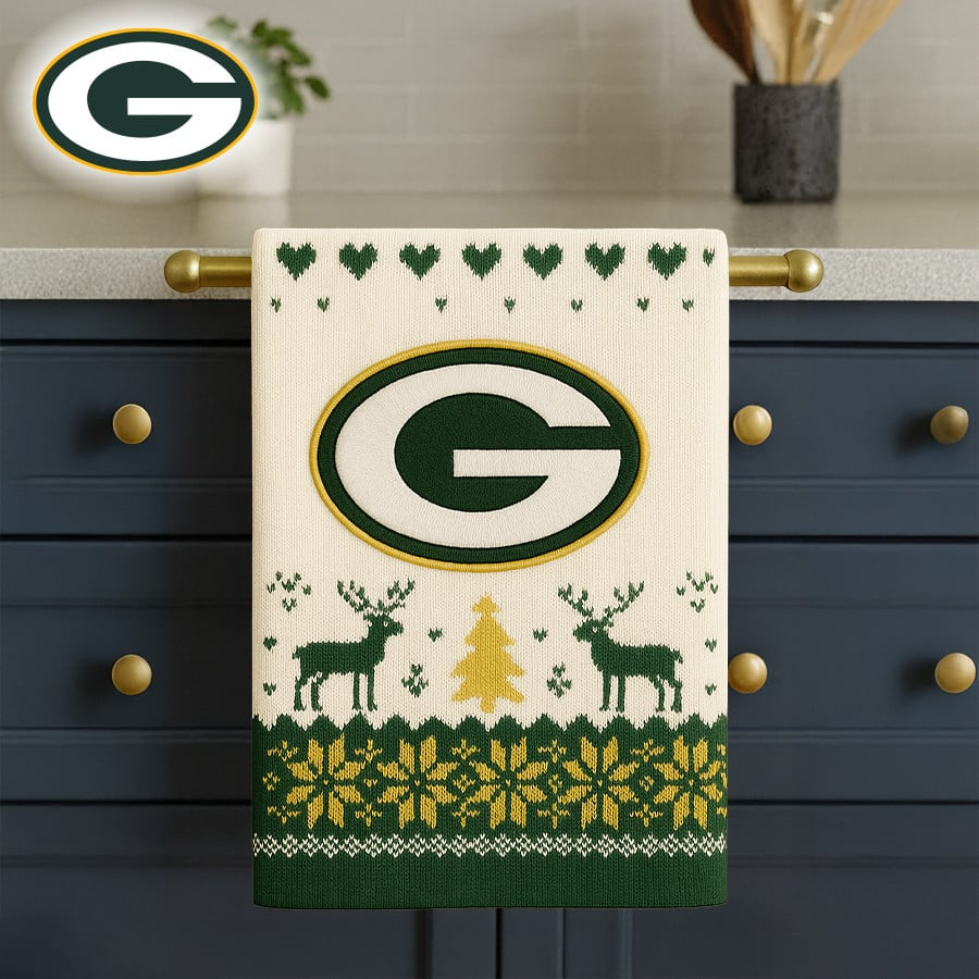 Premium NFL GB Christmas Kitchen Towel V1 NMD TTV