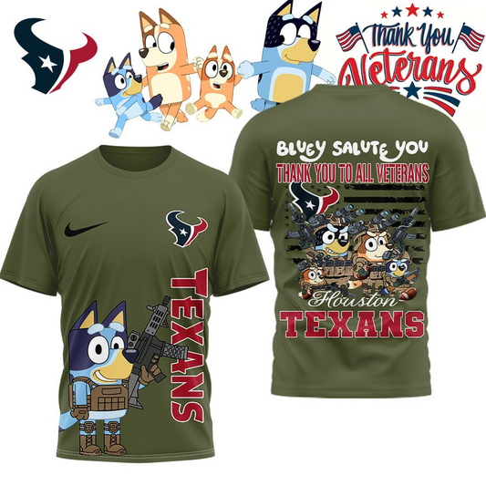 Premium NFL HOU Bluey Salute Veterans T-shirt V2 NMD TTV