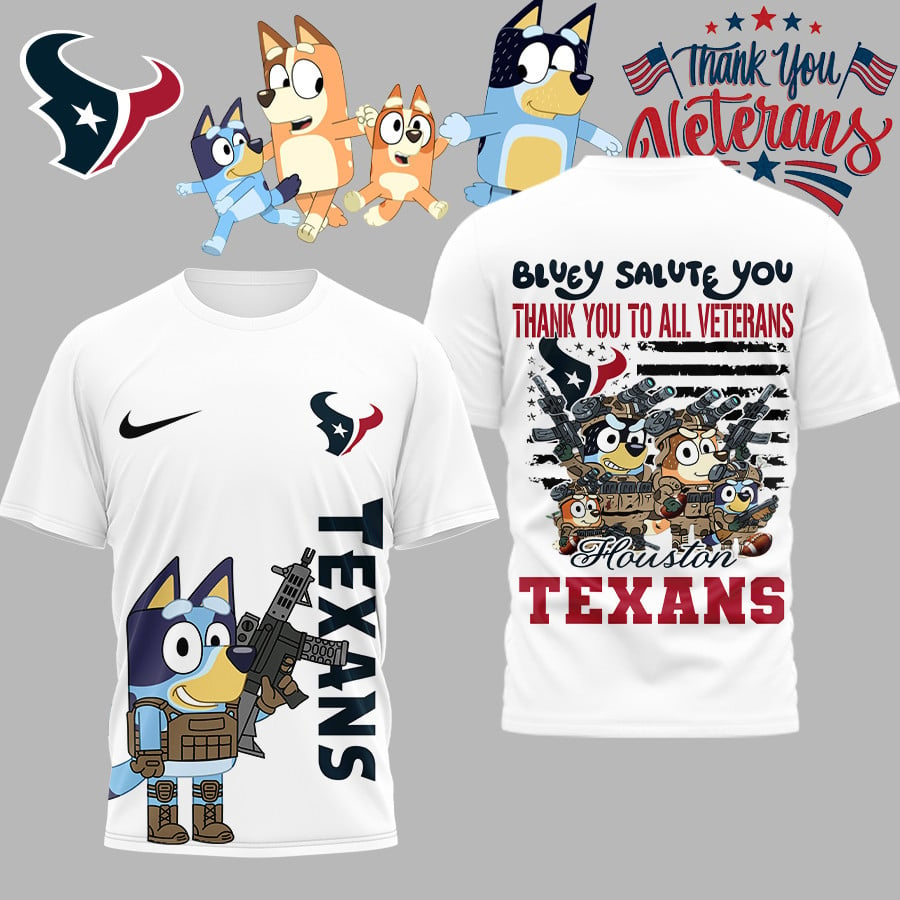 Premium NFL HOU Bluey Salute Veterans T-shirt V2 NMD TTV