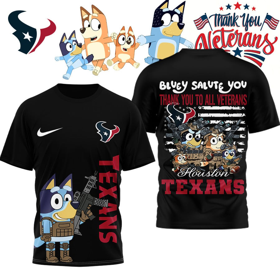 Premium NFL HOU Bluey Salute Veterans T-shirt V2 NMD TTV