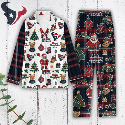 Premium NFL HOU Plaid Button Pajamas Set V1 NMD 291025 TTV