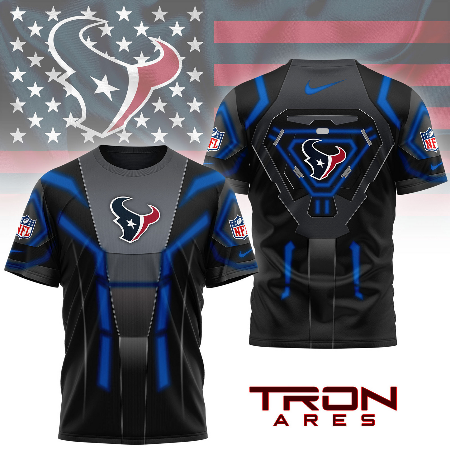 Premium NFL HOU Sci-Fi Tron Ares T-shirt V1 NMD TTV