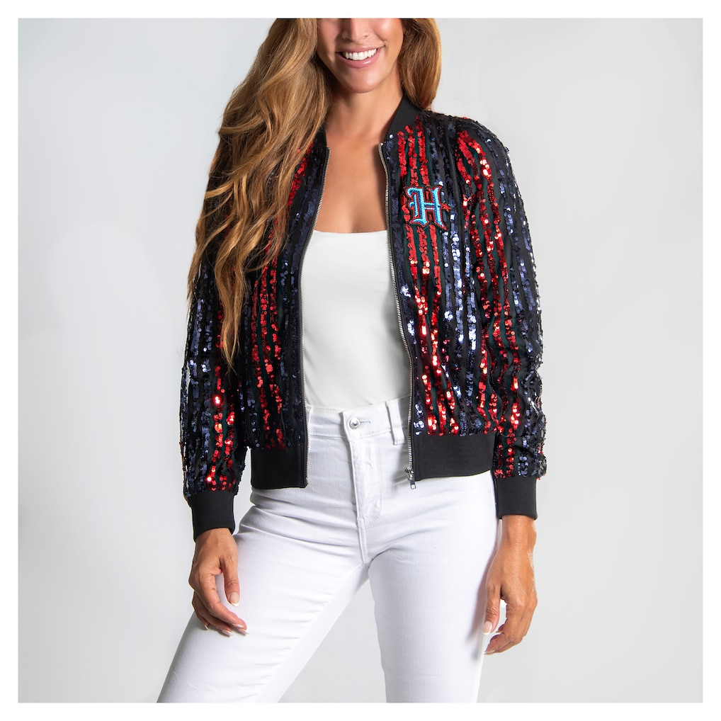 Premium NFL HOU Women Sequin Bomber Jacket V1 NMD TTV