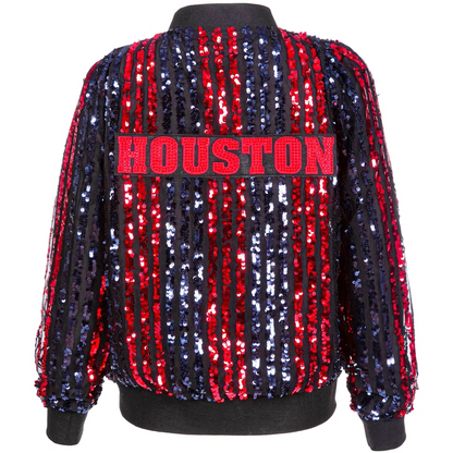 Premium NFL HOU Women Sequin Bomber Jacket V1 NMD TTV