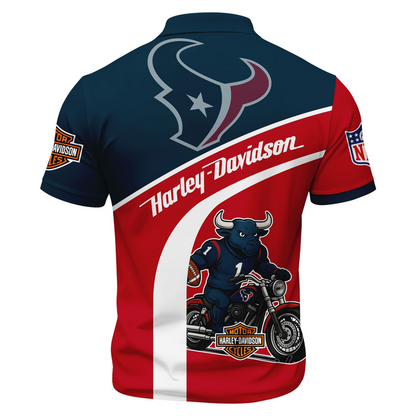 Premium NFL HOU x Harley-Davidson Polo Zipper Shirt V1 NMD TTV