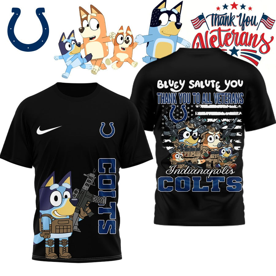 Premium NFL IND Bluey Salute Veterans T-shirt V2 NMD TTV