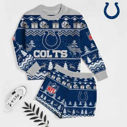 Premium NFL IND Holiday Sweatshirt & Shorts Set V1 NMD TTV