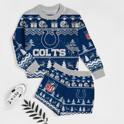 Premium NFL IND Holiday Sweatshirt & Shorts Set V1 NMD TTV
