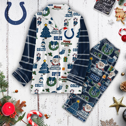 Premium NFL IND Plaid Button Pajamas Set V1 NMD 291025 TTV