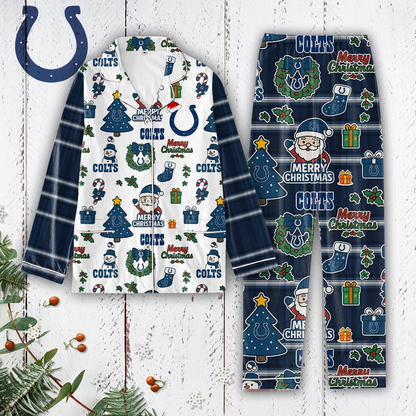 Premium NFL IND Plaid Button Pajamas Set V1 NMD 291025 TTV