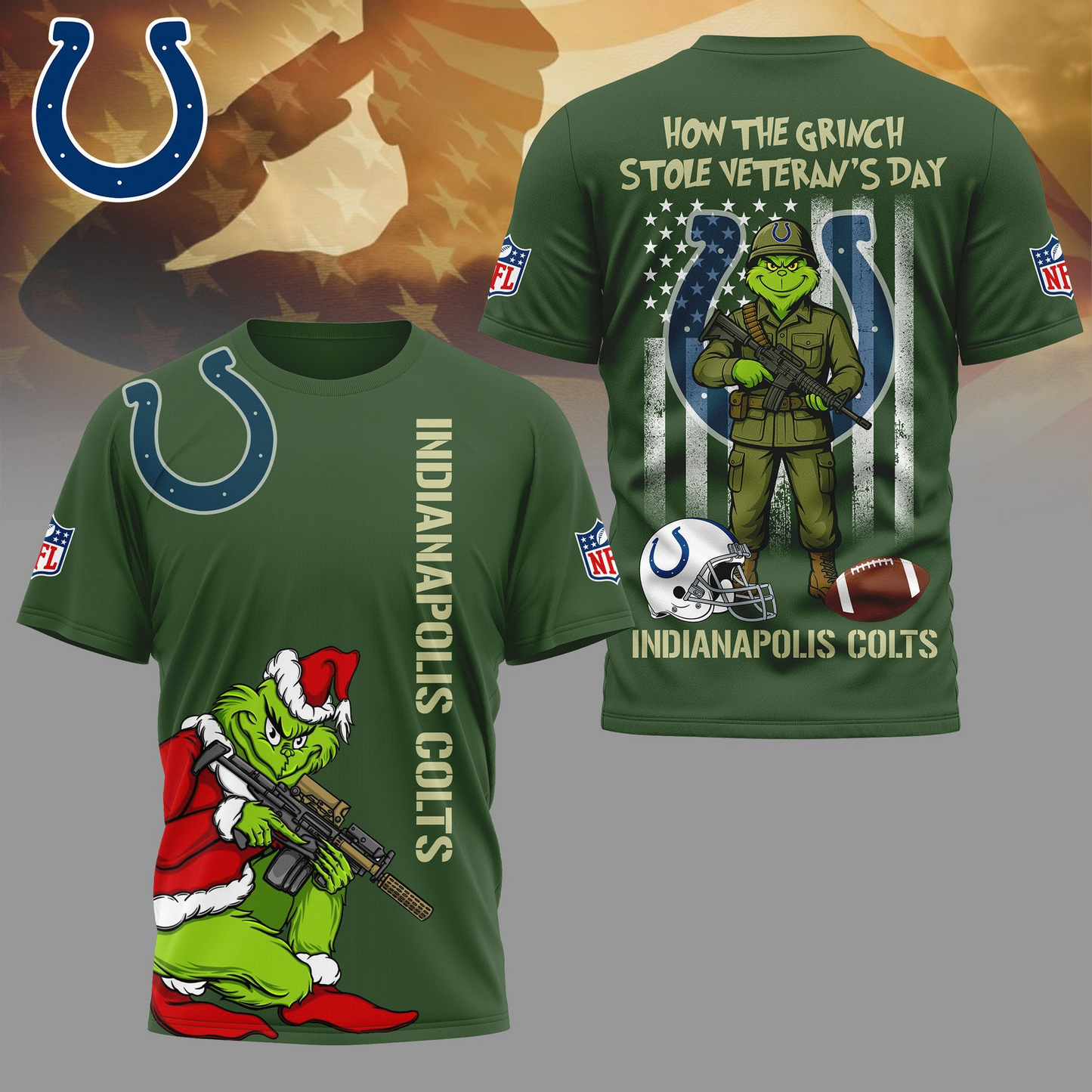 Premium NFL IND The Grinch Salute Veterans Shirt V1 NMD 311025 TTV
