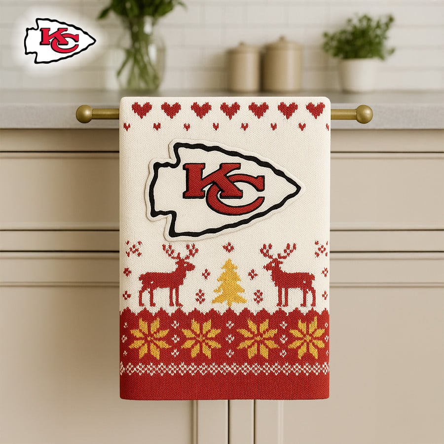 Premium NFL KC Christmas Kitchen Towel V1 NMD TTV
