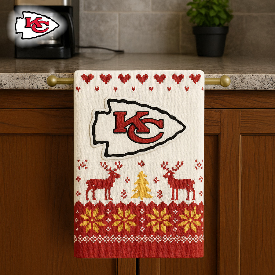 Premium NFL KC Christmas Kitchen Towel V1 NMD TTV