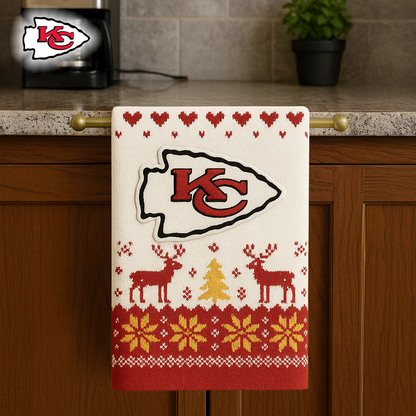 Premium NFL KC Christmas Kitchen Towel V1 NMD TTV