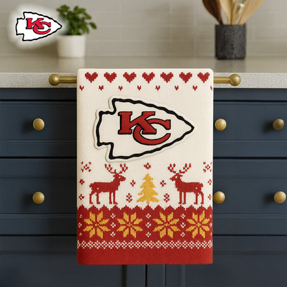 Premium NFL KC Christmas Kitchen Towel V1 NMD TTV