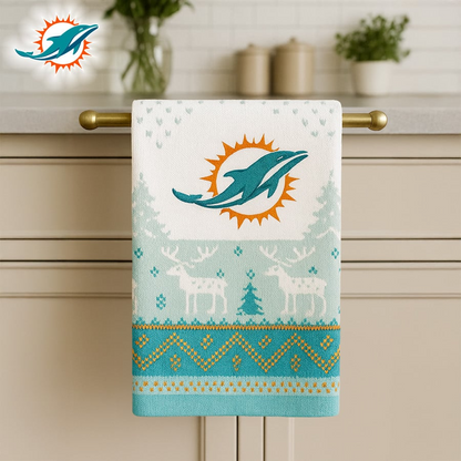 Premium NFL MIA Christmas Kitchen Towel V1 NMD TTV