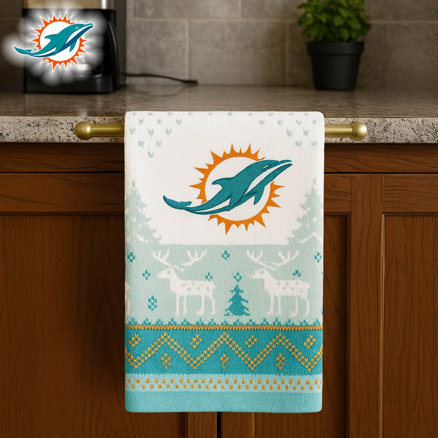 Premium NFL MIA Christmas Kitchen Towel V1 NMD TTV