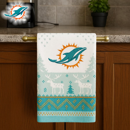 Premium NFL MIA Christmas Kitchen Towel V1 NMD TTV
