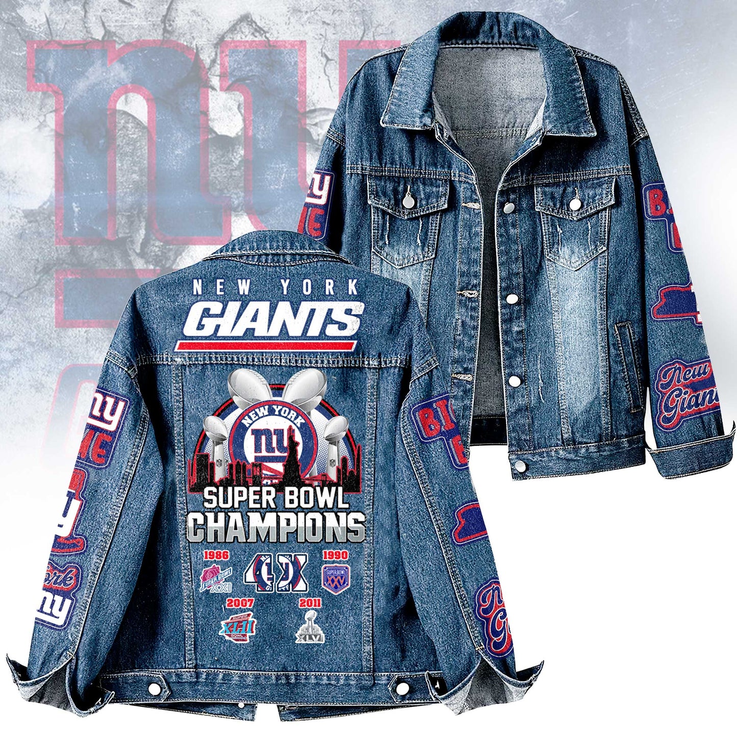Premium NFL NYG Denim Jacket V1 NMD NHM