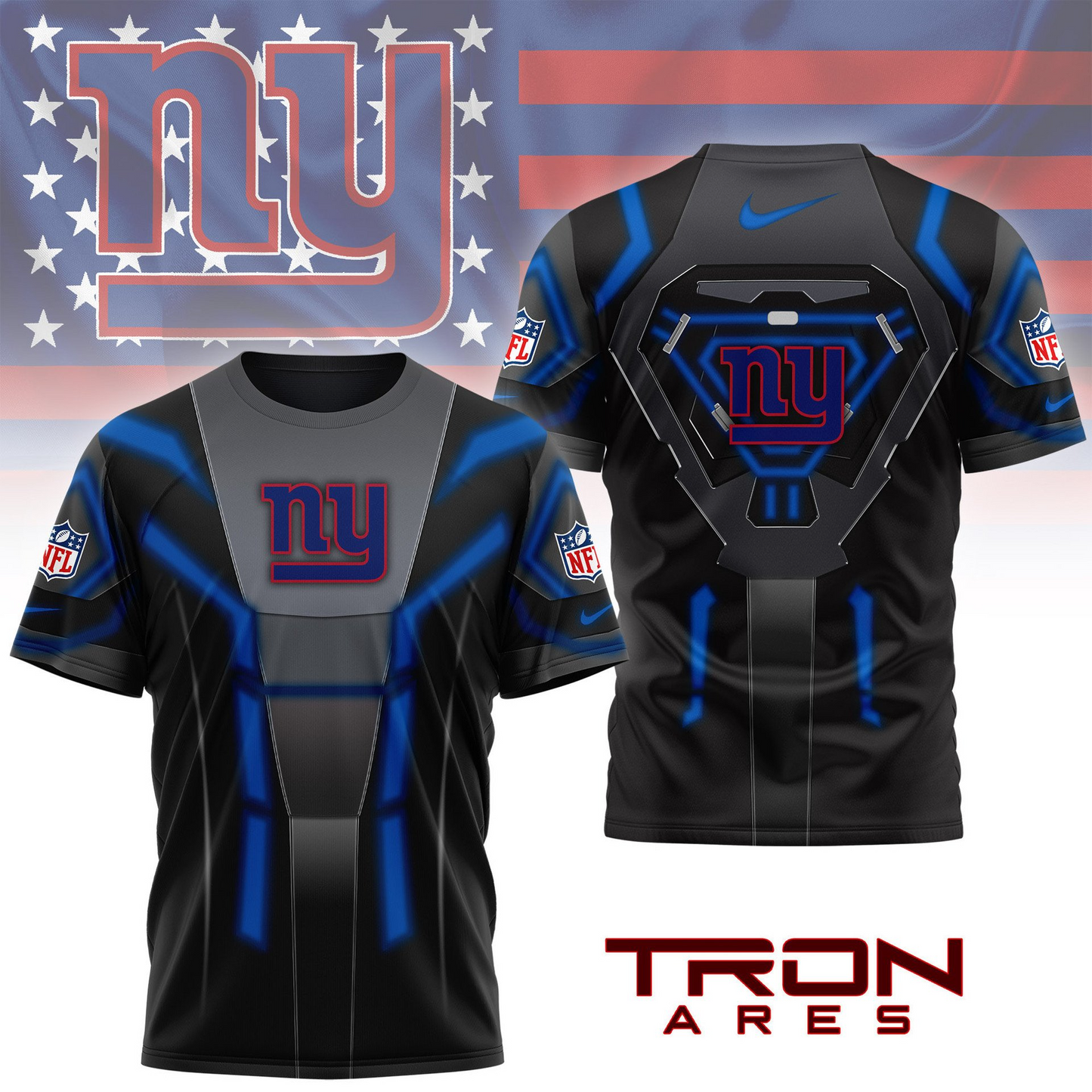 Premium NFL NYG Sci-Fi Tron Ares T-shirt V1 NMD TTV