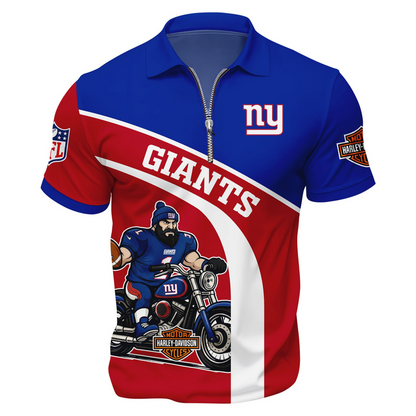 Premium NFL NYG x Harley-Davidson Polo Zipper Shirt V1 NMD TTV