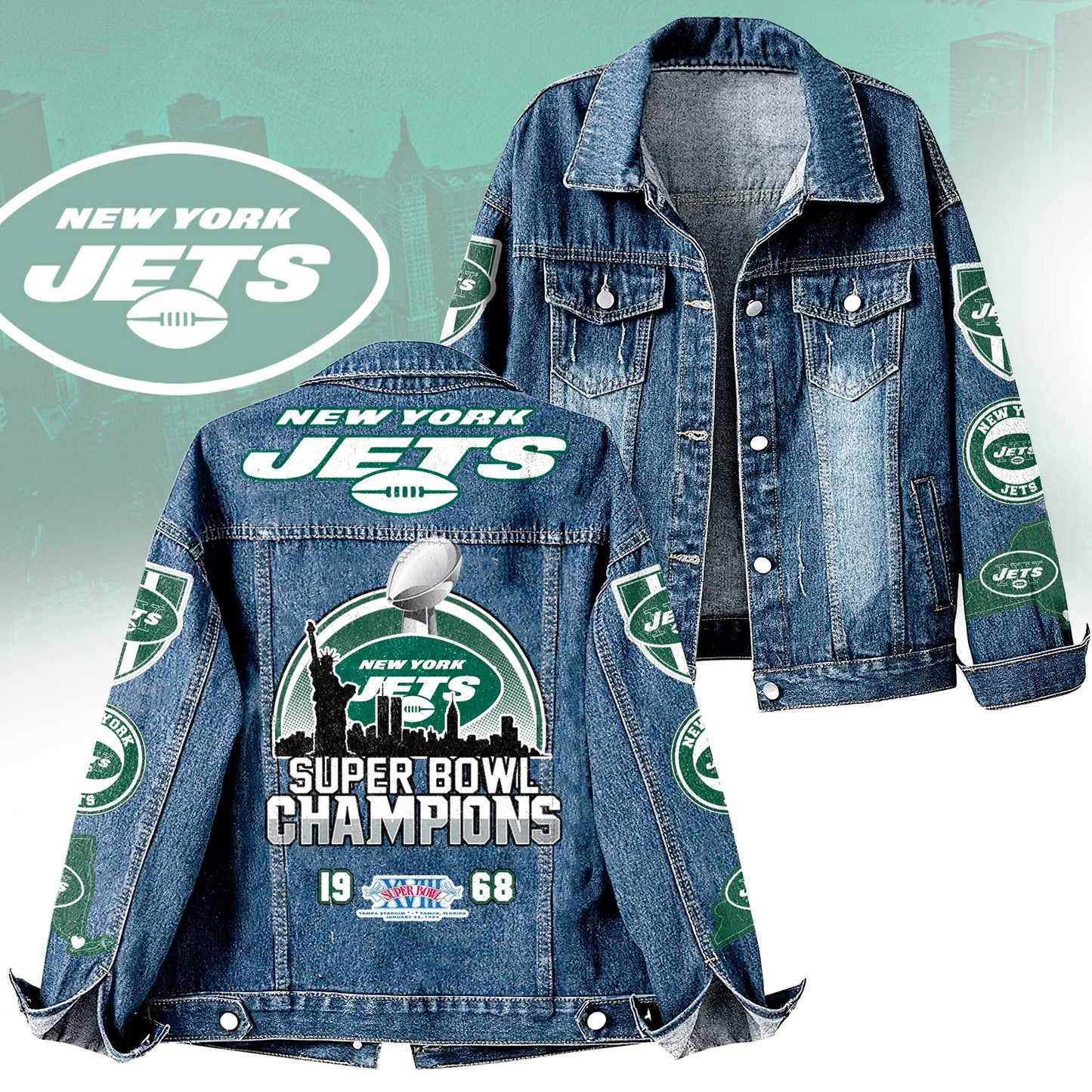 Premium NFL NYJ Denim Jacket V1 NMD NHM