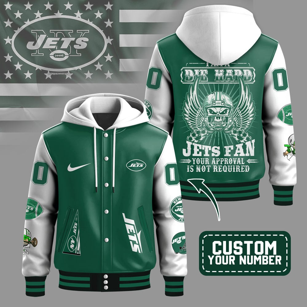 Premium NFL NYJ Die Hard Baseball Jacket V1 NMD TTV