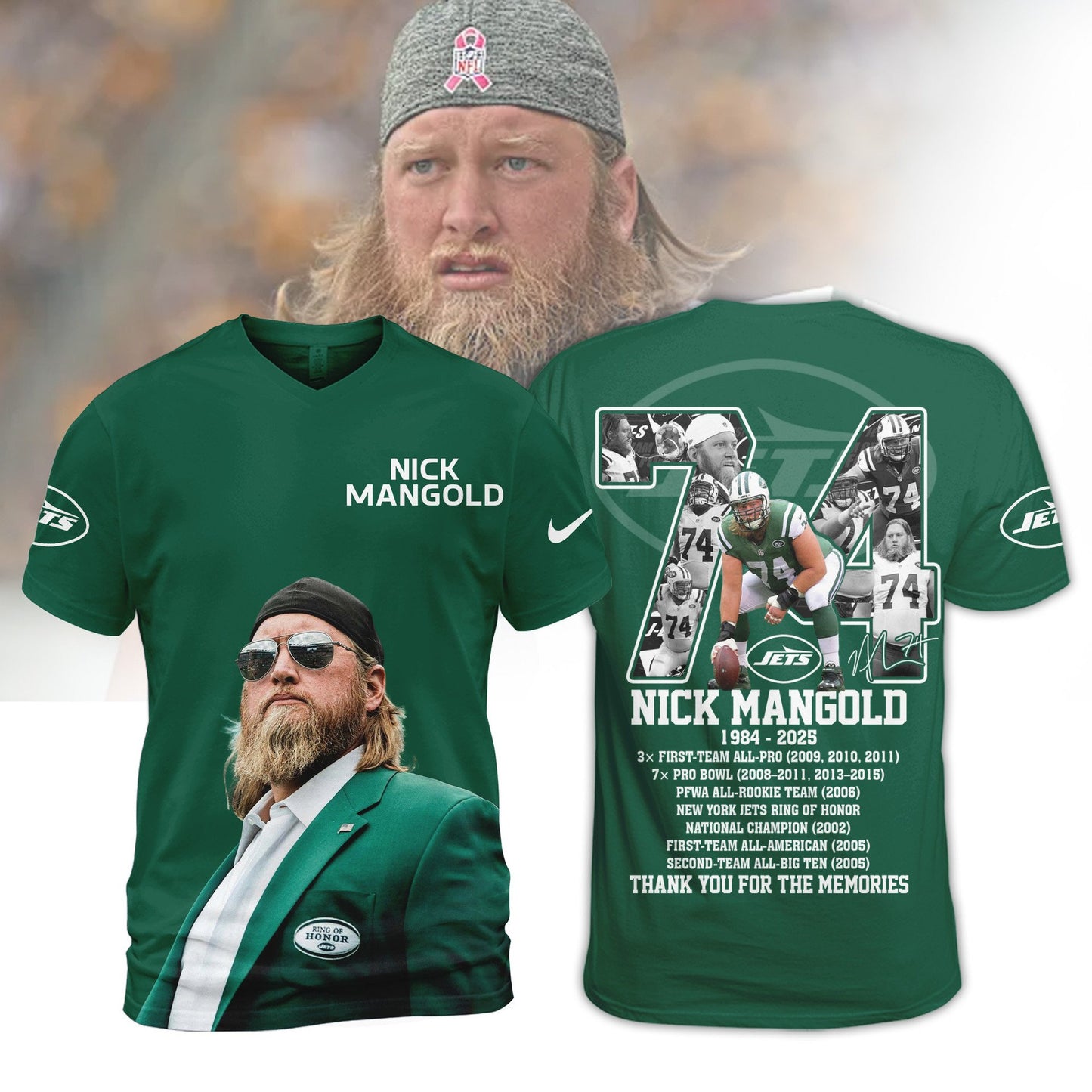 Premium NFL NYJ In Memory Of Nick Mangold T-shirt V3 NMD NHM
