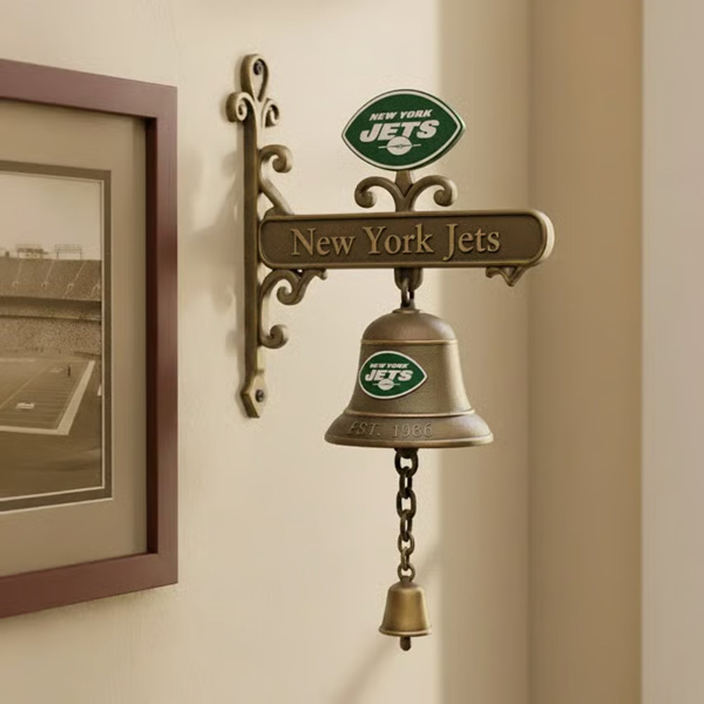Premium NFL NYJ Retro Wall-Mounted Metal Doorbell V1 NMD NHM