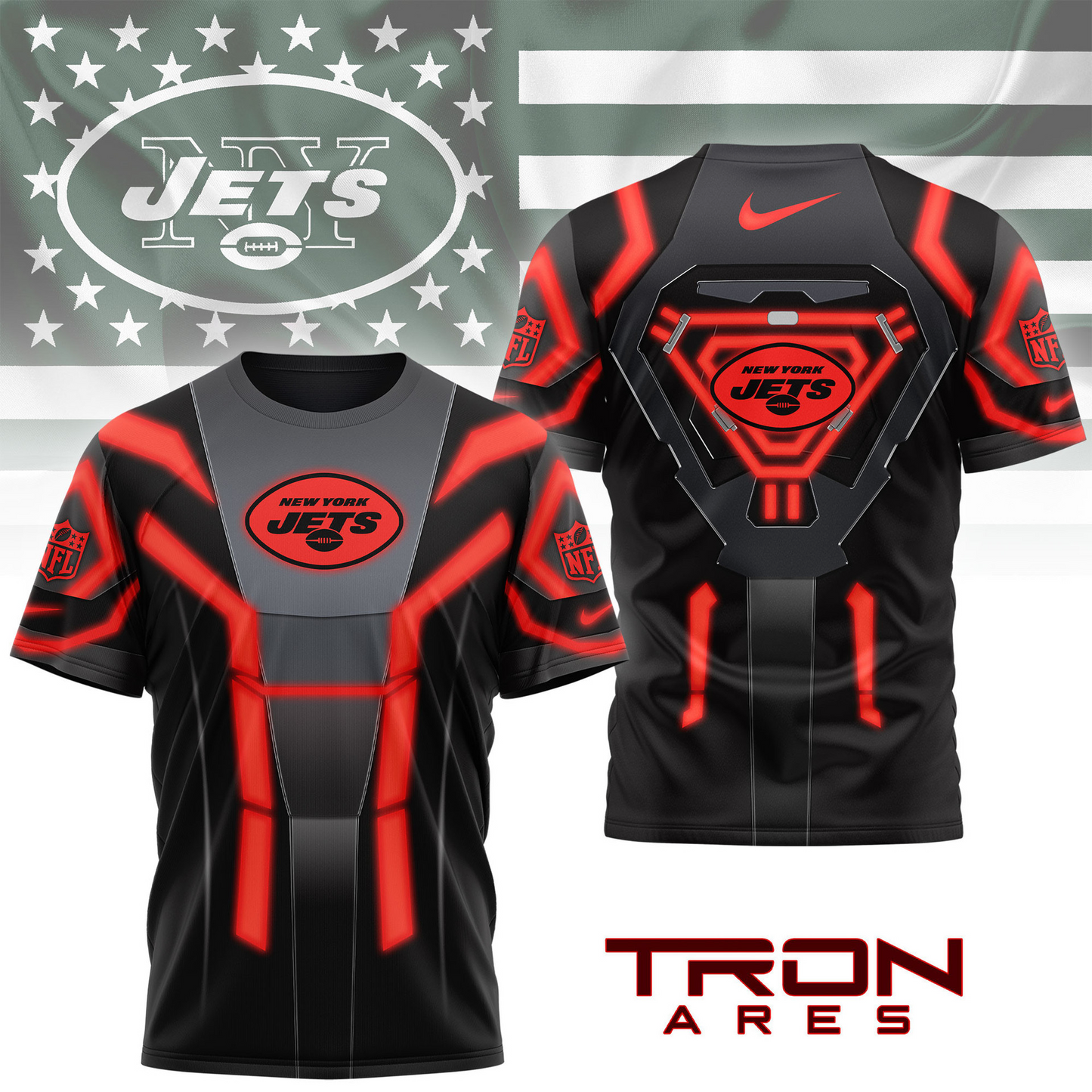 Premium NFL NYJ Sci-Fi Tron Ares T-shirt V1 NMD TTV
