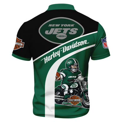 Premium NFL NYJ x Harley-Davidson Polo Zipper Shirt V1 NMD TTV