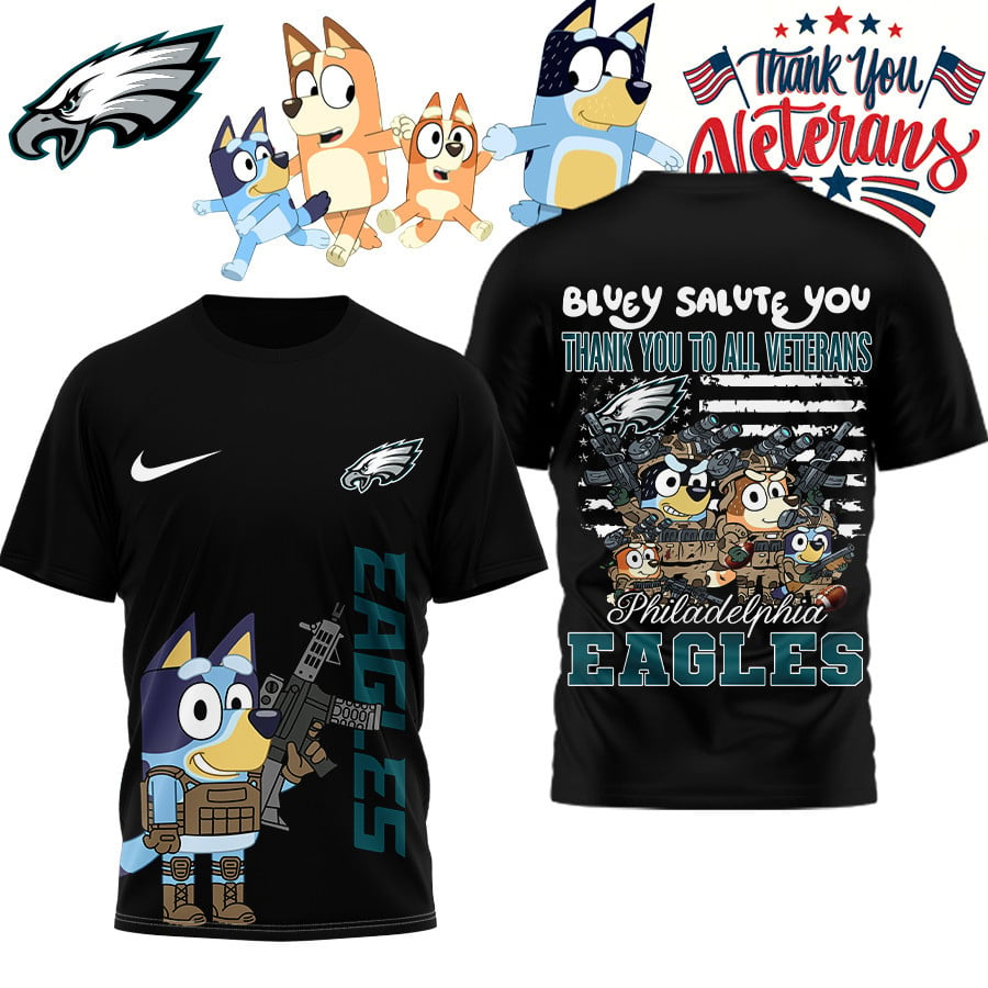 Premium NFL PHI Bluey Salute Veterans T-shirt V2 NMD TTV