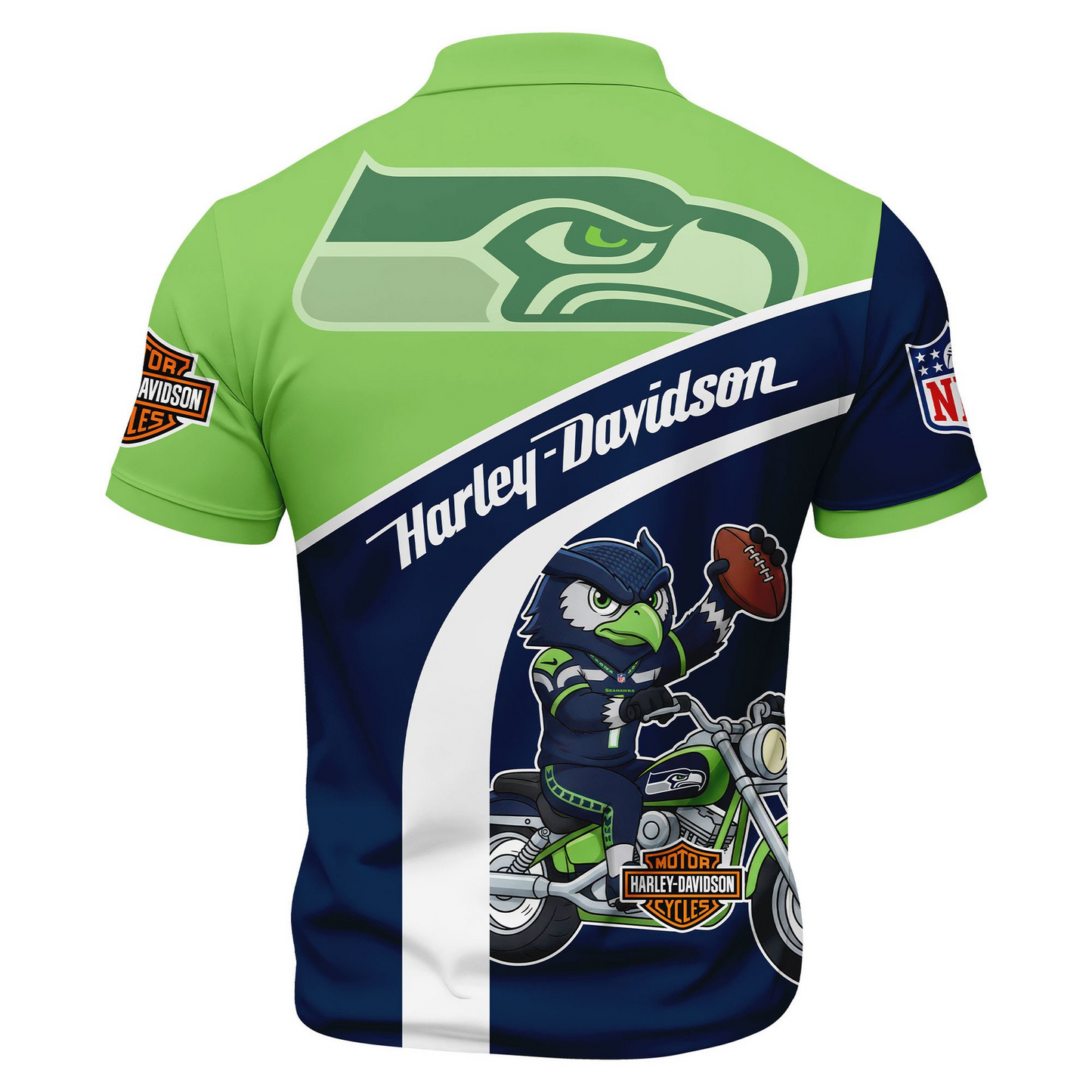 Premium NFL SEA x Harley-Davidson Polo Zipper Shirt V1 NMD TTV